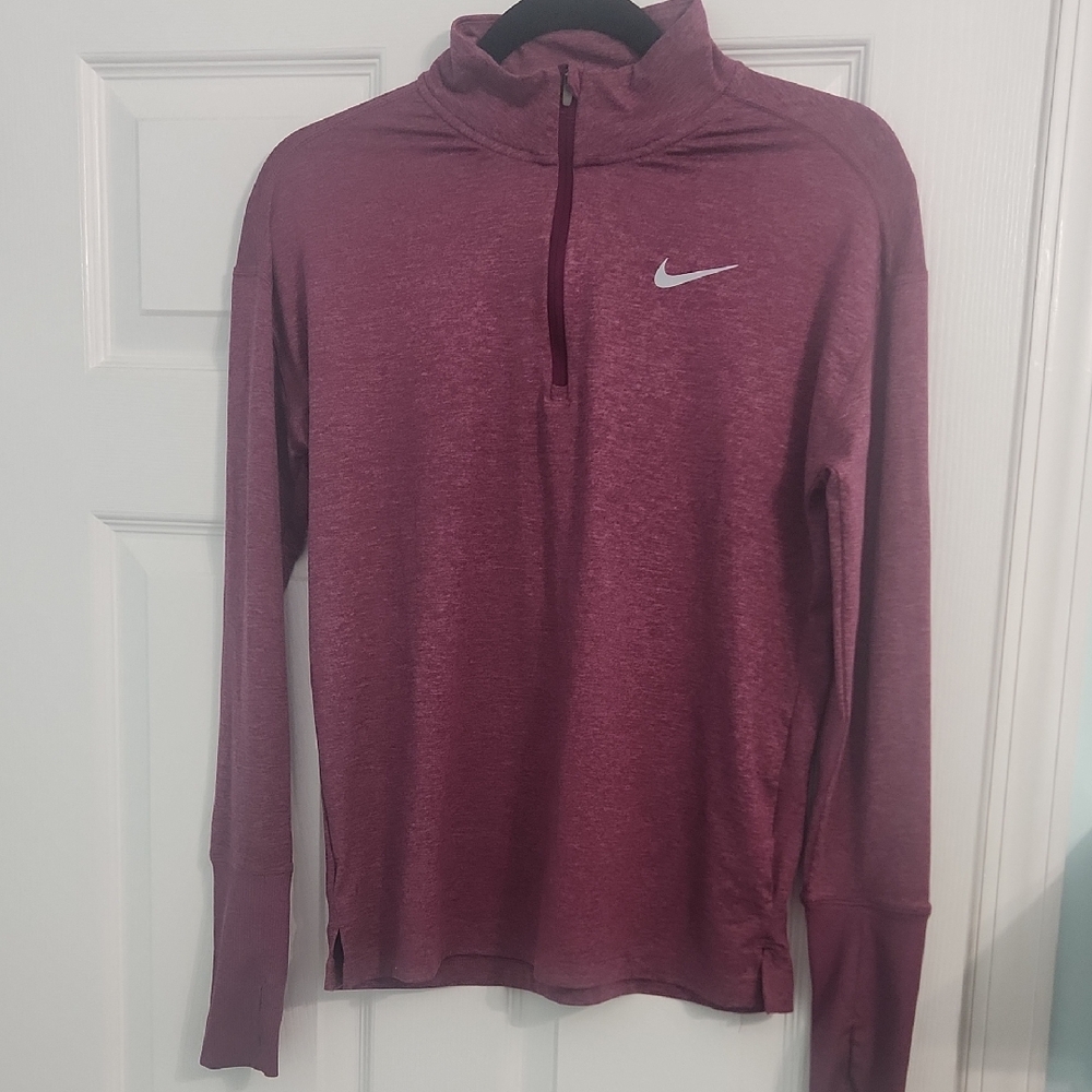 Nike Burgundy Quarter-Zip Top Dri Fit